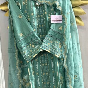 LUXURY EMBROIDERED LAWN WITH EMBROIDERED CHIFFON DUPATTA AND EMBROIDERED TROUSER 3PC COLLECTION