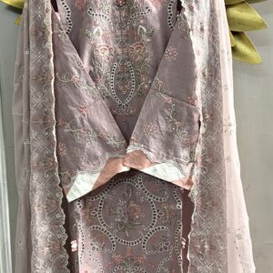 LUXURY EMBROIDERED LAWN WITH EMBROIDERED CHIFFON DUPATTA AND EMBROIDERED TROUSER 3PC COLLECTION