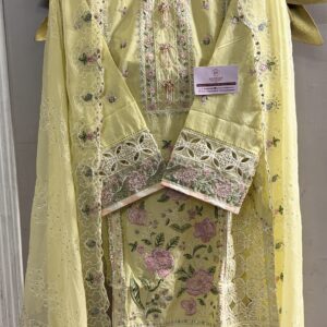 LUXURY  EMBROIDERED LAWN WITH EMBROIDERED CHIFFON DUPATTA AND EMBROIDERED TROUSER 3PC COLLECTION