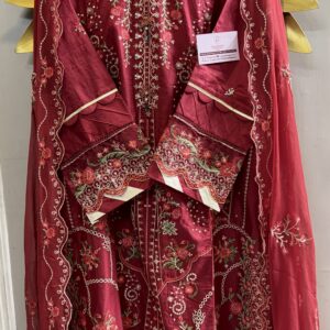 LUXURY EMBROIDERED LAWN WITH EMBROIDERED CHIFFON DUPATTA AND EMBROIDERED TROUSER 3PC COLLECTION