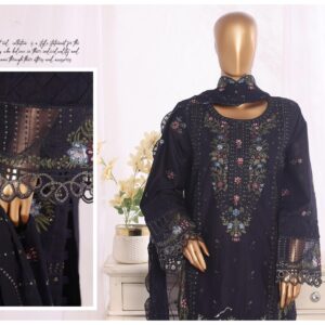 LUXURY PLAIN EMBROIDERED COTTON WITH EMBROIDERED CHIFFON DUPATTA AND EMBROIDERED TROUSER 3PC COLLECTION