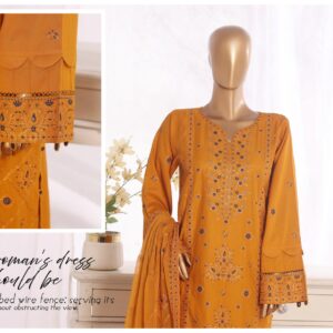 LUXURY PLAIN EMBROIDERED COTTON WITH EMBROIDERED CHIFFON DUPATTA AND EMBROIDERED TROUSER 3PC COLLECTION