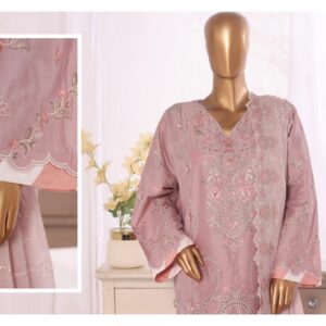 LUXURY PLAIN EMBROIDERED COTTON WITH EMBROIDERED CHIFFON DUPATTA AND EMBROIDERED TROUSER 3PC COLLECTION