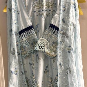 LUXURY  EMBROIDERED LAWN WITH EMBROIDERED CHIFFON DUPATTA AND EMBROIDERED TROUSER 3PC COLLECTION